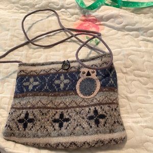 Handmade up cycled sweater owl purse